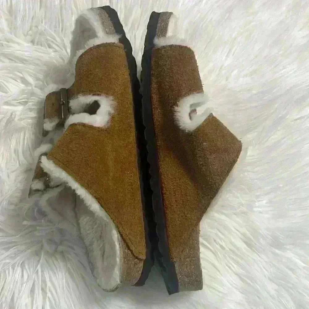 Birkenstock Womens Arizona Shearling Suede Leather Mink - Picture 5 of 10
